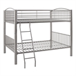 Linon Heavy Metal Full Over Full Bunk Bed Attached Ladder in Pewter Finish
