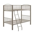 Linon Heavy Metal Twin Over Twin Bunk Bed Attached Ladder in Pewter Finish