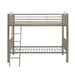 Linon Heavy Metal Twin Over Twin Bunk Bed Attached Ladder in Pewter Finish