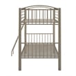 Linon Heavy Metal Twin Over Twin Bunk Bed Attached Ladder in Pewter Finish