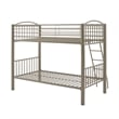 Linon Heavy Metal Twin Over Twin Bunk Bed Attached Ladder in Pewter Finish