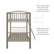 Linon Heavy Metal Twin Over Twin Bunk Bed Attached Ladder in Pewter Finish