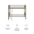 Linon Heavy Metal Twin Over Twin Bunk Bed Attached Ladder in Pewter Finish