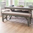 Linon Turino Sturdy Wood Bench Tan Upholstered Seat in Grey Oak Stain