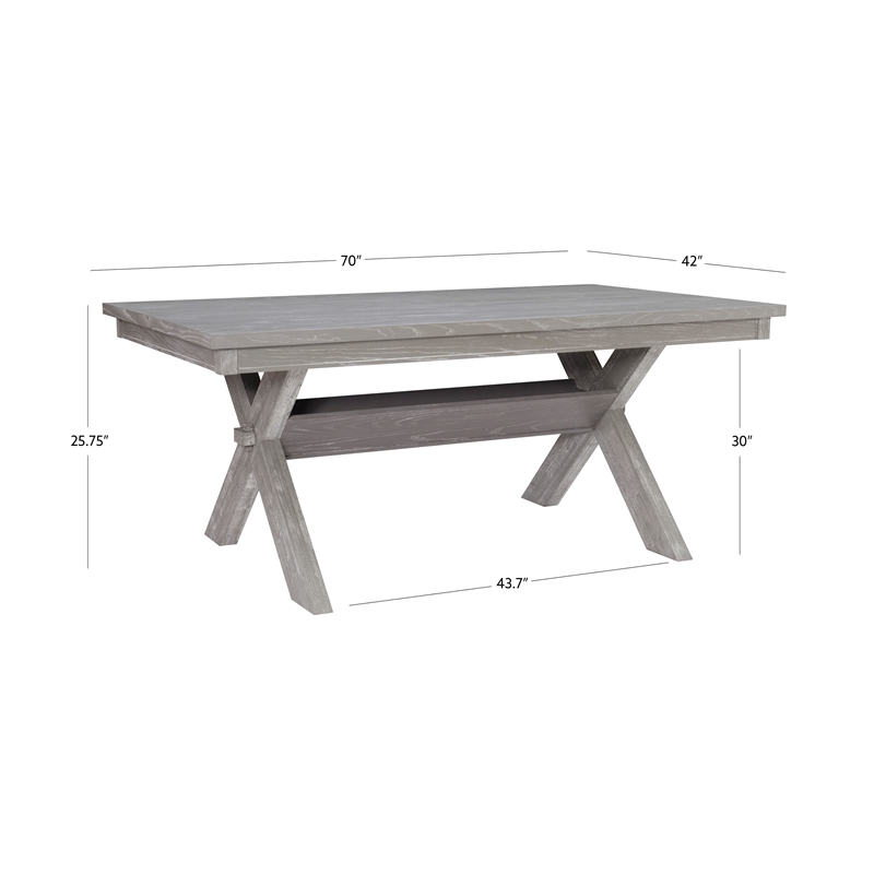 Linon Turino Sturdy Distressed Wood Dining Table X Shaped Base in Gray Oak Stain