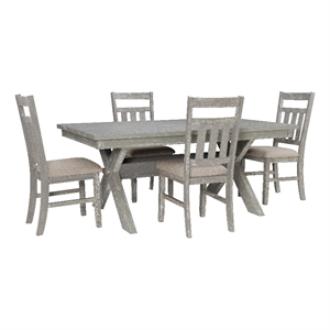 Linon Turino Sturdy 5 Piece Wood Dining Set Padded Seats in Weathered Gray Stain