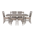 Linon Turino Seven Piece Wood Dining Set Padded Seats in Weathered Gray Stain
