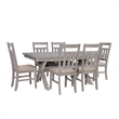 Linon Turino Seven Piece Wood Dining Set Padded Seats in Weathered Gray Stain