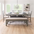 Linon Turino 6 Pce Wood Dining Set Padded Seats & Bench in Weathered Gray Stain