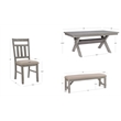 Linon Turino 6 Pce Wood Dining Set Padded Seats & Bench in Weathered Gray Stain