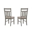 Linon Turino Set of 2 Slat Back Upholstered Dining Chairs in Weathered Gray Wood