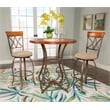 Linon Hamilton Three Piece Steel Swivel Pub Set in Matte Pewter & Bronze