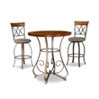 Linon Hamilton Three Piece Steel Swivel Pub Set in Matte Pewter & Bronze