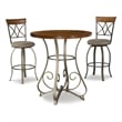 Linon Hamilton Three Piece Steel Swivel Pub Set in Matte Pewter & Bronze