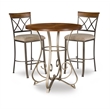 Linon Hamilton 3 Piece Wood & Steel Stationary Pub Set in Matte Pewter & Bronze