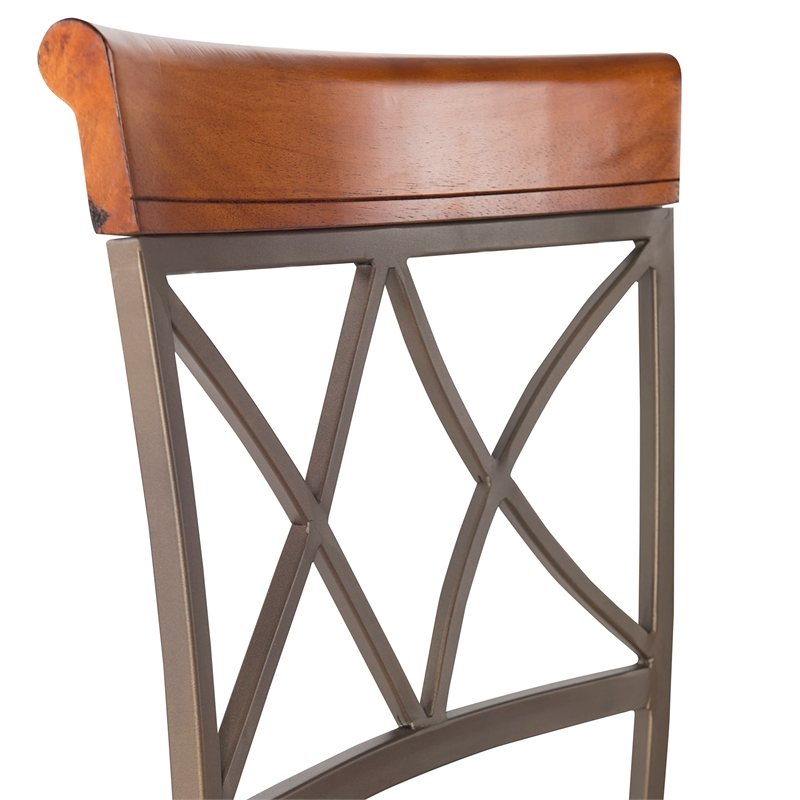 Linon Hamilton 3 Piece Wood & Steel Stationary Pub Set in Matte Pewter & Bronze