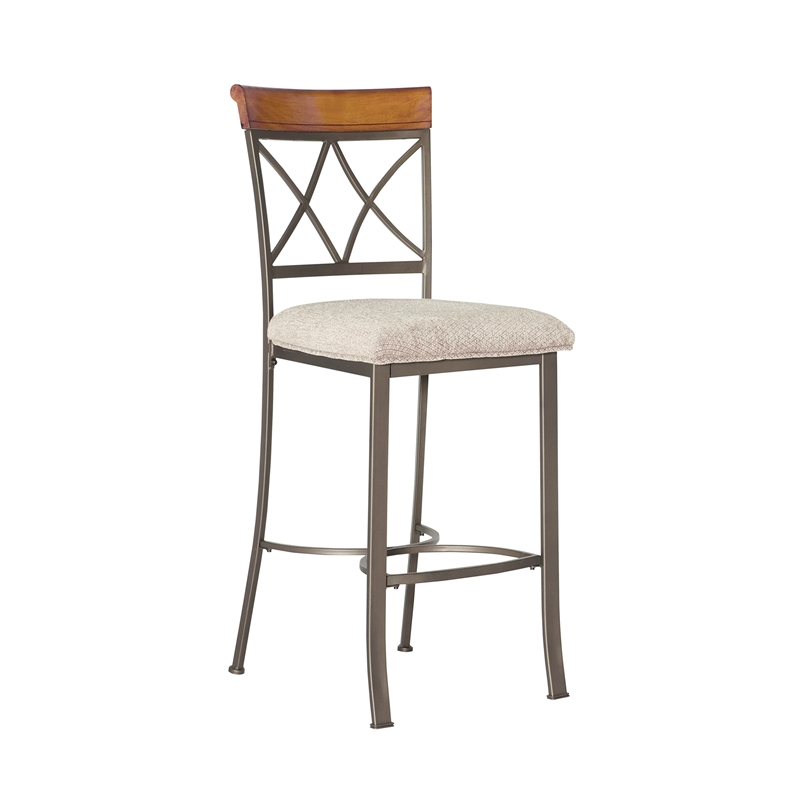 Linon Hamilton 3 Piece Wood & Steel Stationary Pub Set in Matte Pewter & Bronze