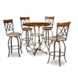 Linon Hamilton Five Piece Wood and Steel Swivel Pub Set in Matte Pewter & Bronze
