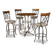 Linon Hamilton Five Piece Wood and Steel Swivel Pub Set in Matte Pewter & Bronze