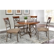 Linon Hamilton 5 Piece Cherry Wood and Steel Dining Set in Matte Pewter & Bronze