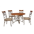 Linon Hamilton 5 Piece Cherry Wood and Steel Dining Set in Matte Pewter & Bronze