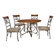 Linon Hamilton 5 Piece Cherry Wood and Steel Dining Set in Matte Pewter & Bronze