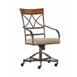 Linon Hamilton 5 Pce Wood/Steel Swivel Rolling Dining Set in Matte Pewter/Bronze