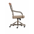 Linon Hamilton 5 Pce Wood/Steel Swivel Rolling Dining Set in Matte Pewter/Bronze