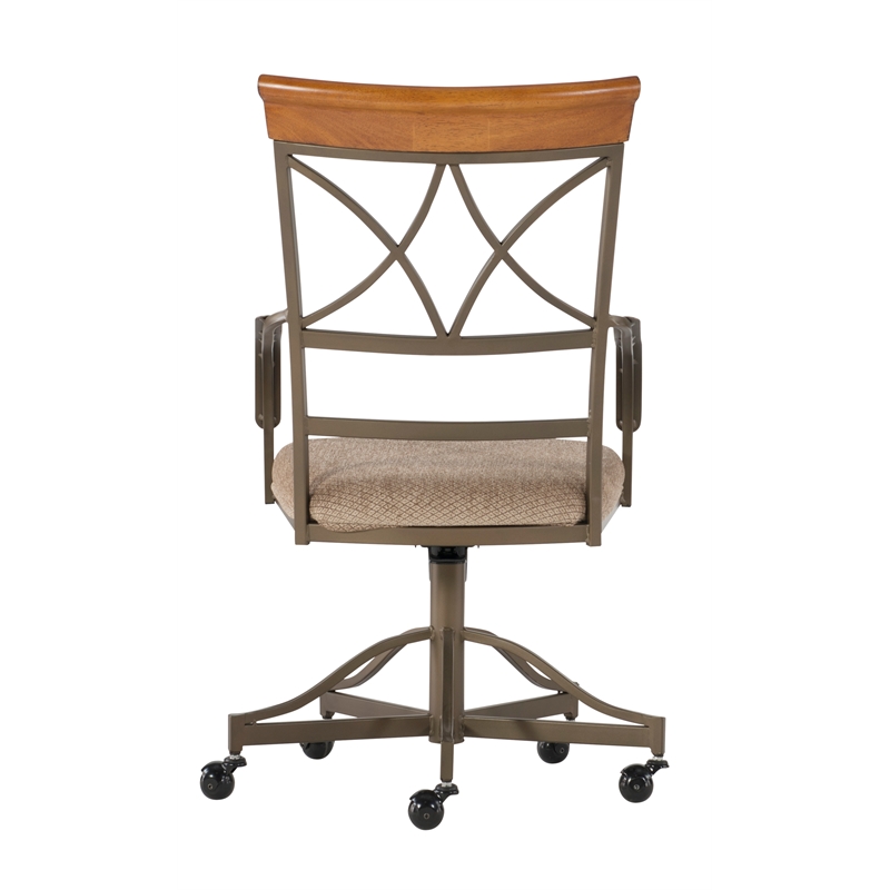 Linon Hamilton 5 Pce Wood/Steel Swivel Rolling Dining Set in Matte Pewter/Bronze