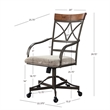 Linon Hamilton 5 Pce Wood/Steel Swivel Rolling Dining Set in Matte Pewter/Bronze