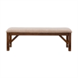 Linon Kraven Dining Bench Upholstered Seat Wood Frame in Dark Hazelnut Stain