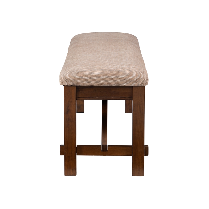 Linon Kraven Dining Bench Upholstered Seat Wood Frame in Dark Hazelnut Stain