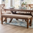 Linon Kraven Dining Bench Upholstered Seat Wood Frame in Dark Hazelnut Stain
