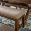 Linon Kraven Dining Bench Upholstered Seat Wood Frame in Dark Hazelnut Stain