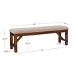 Linon Kraven Dining Bench Upholstered Seat Wood Frame in Dark Hazelnut Stain