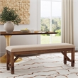 Linon Kraven Dining Bench Upholstered Seat Wood Frame in Dark Hazelnut Stain