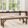 Linon Kraven Dining Bench Upholstered Seat Wood Frame in Dark Hazelnut Stain