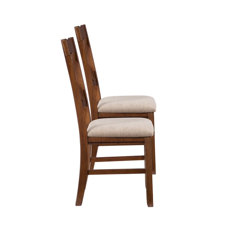 Linon Kraven Set of Two X-Back Dining Chairs in Dark Hazelnut Brown Wood