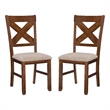 Linon Kraven Set of Two X-Back Dining Chairs in Dark Hazelnut Brown Wood