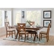 Linon Kraven 5 Piece Dining Set X-Back Padded Seats in Dark Hazelnut Brown Wood