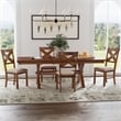 Linon Kraven 5 Piece Dining Set X-Back Padded Seats in Dark Hazelnut Brown Wood