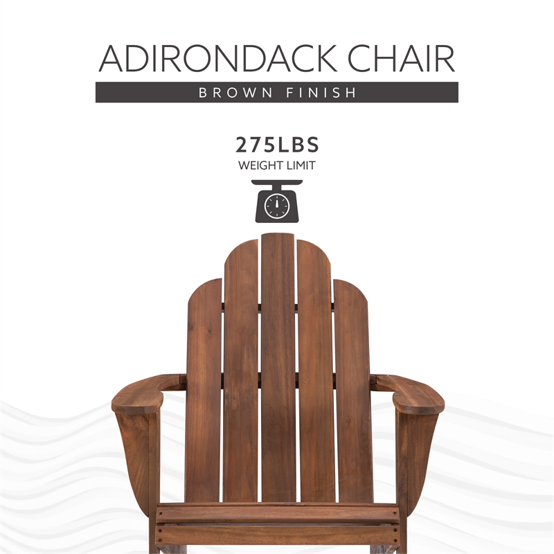 Linon Adirondack Sturdy Solid Acacia Wood Outdoor Chair in Acorn Brown Stain