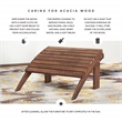 Linon Adirondack Outdoor Solid Sturdy Acacia Wood Ottoman in Acorn Brown Stain