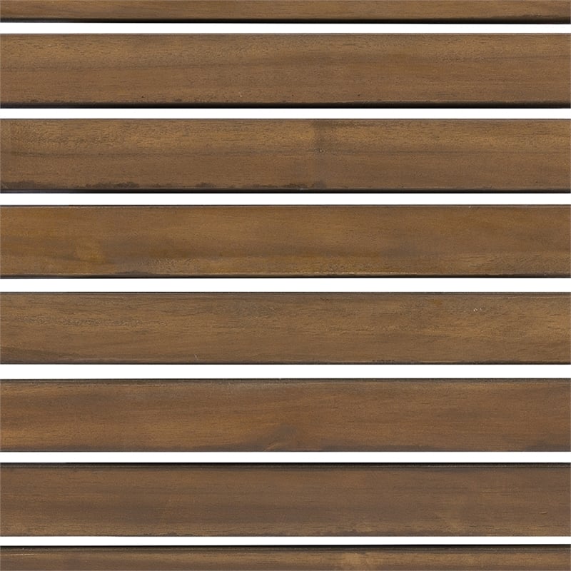 Linon Adirondack Outdoor Solid Sturdy Acacia Wood Ottoman in Acorn Brown Stain