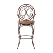 Linon Baila Big & Tall Metal Bar Stool Scroll Back Swivel Padded Seat in Bronze
