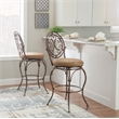 Linon Baila Big & Tall Metal Bar Stool Scroll Back Swivel Padded Seat in Bronze