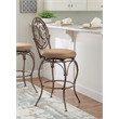 Linon Baila Big & Tall Metal Bar Stool Scroll Back Swivel Padded Seat in Bronze