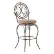 Linon Baila Big & Tall Metal Bar Stool Scroll Back Swivel Padded Seat in Bronze