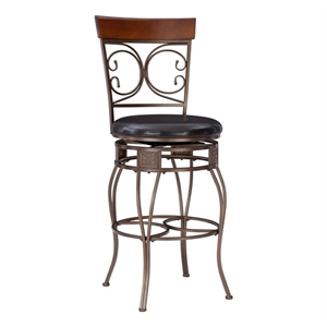 powell big and tall back to back scroll metal bar stool in bronze