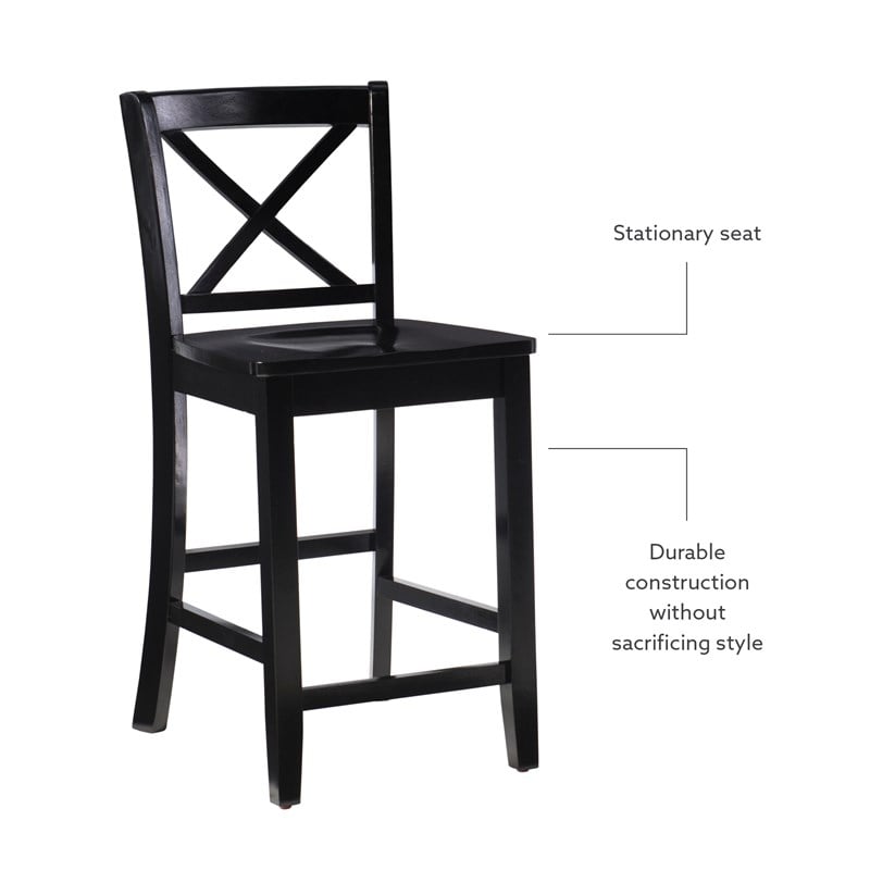 Linon X Back Wood Counter Stool 24